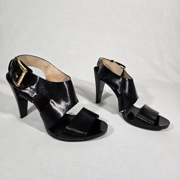 Vintage MICHAEL MICHAEL KORS Shoes - Y2K Vintage MICHAEL KORS Black Leather Chunky Buckle 4" ConeHeel Platform Size9M